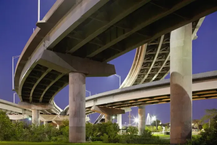 Framed Print : USA, South Carolina, Charleston, Interstate highway bridge overpass at dusk on summer