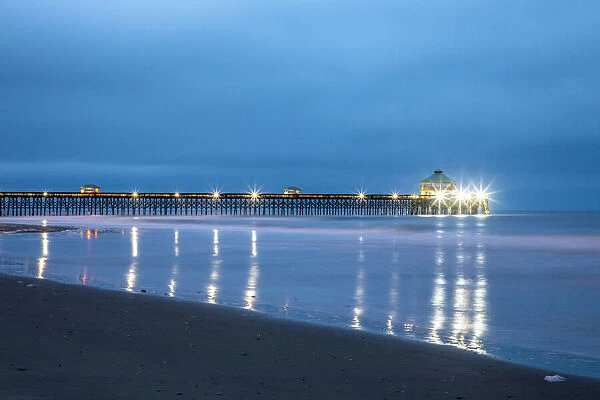 USA, South Carolina. Early cloudy morning at Folly Beach