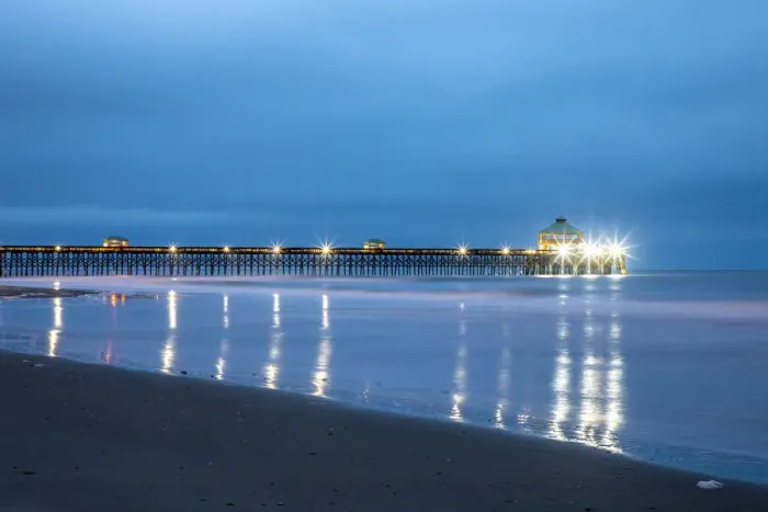 Framed Print : USA, South Carolina. Early cloudy morning at Folly Beach Framed Print : USA, South Carolina. Early cloudy morning at Folly Beach
