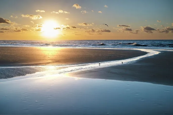Framed Print : USA, South Carolina. Sunrise on Hilton Head Island Beach