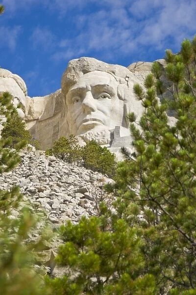 USA, South Dakota. Close-up of bust of President Abraham Lincoln at Mount Rushmore