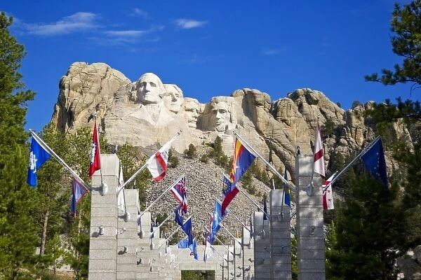 USA, South Dakota. Overview of Mount Rushmore National Memorial in daytime framed