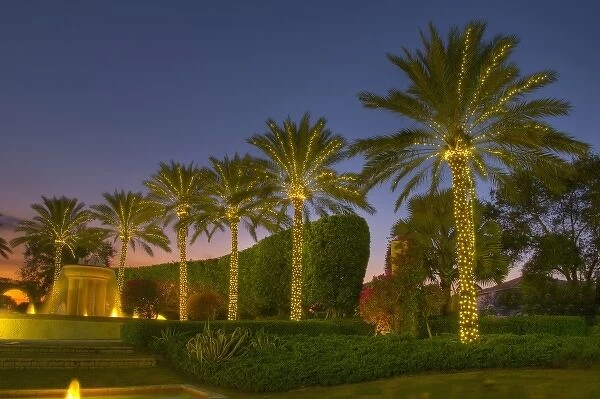 USA, Southeast Florida. Festive Christmas holiday lighting in the tropical warmth of Florida