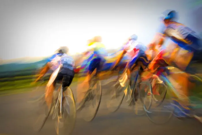 Framed Print : USA, Tennessee. Abstract of contestants in bicycle race Framed Print : USA, Tennessee. Abstract of contestants in bicycle race