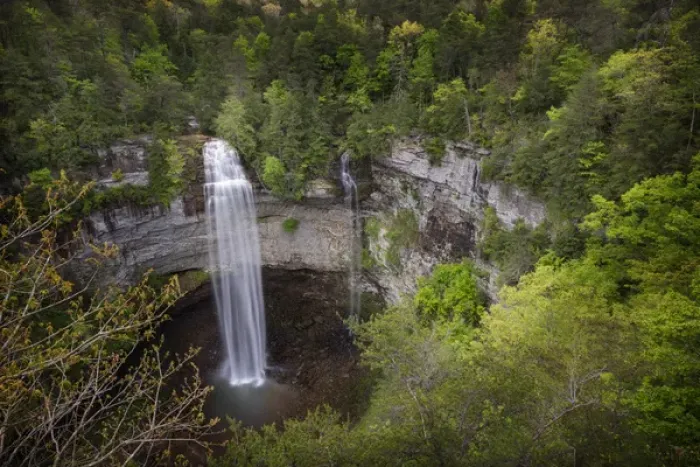 Framed Print : USA, Tennessee. Fall Creek Falls, a double waterfall, in Tennessee which drops Framed Print : USA, Tennessee. Fall Creek Falls, a double waterfall, in Tennessee which drops