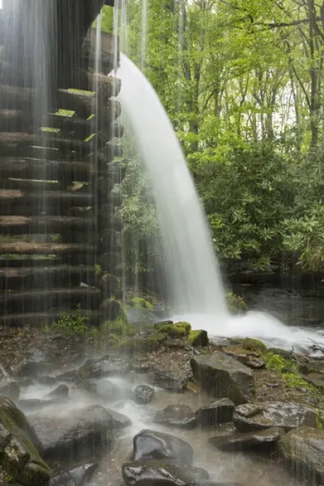 Framed Print : USA, Tennessee, Great Smoky Mountains National Park. Water coursed through Mingus Mill