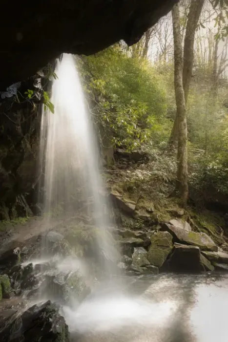 Framed Print : USA, Tennessee, Great Smoky Mountains National Park. Grotto Falls scenic. Credit as Framed Print : USA, Tennessee, Great Smoky Mountains National Park. Grotto Falls scenic. Credit as