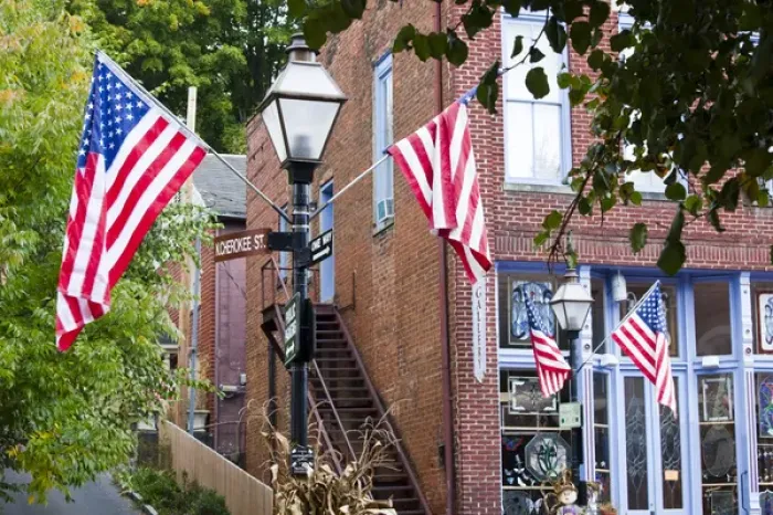 Framed Print : USA, Tennessee, Jonesborough. Oldest town in Tennessee, Main Street, US flags Framed Print : USA, Tennessee, Jonesborough. Oldest town in Tennessee, Main Street, US flags