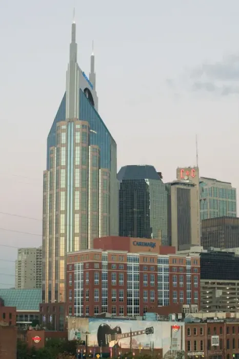 Framed Print : USA, Tennessee, Nashville: Bell South Tower, before Dawn Framed Print : USA, Tennessee, Nashville: Bell South Tower, before Dawn