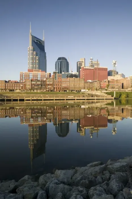 Framed Print : USA, Tennessee, Nashville: Downtown & Cumberland River Framed Print : USA, Tennessee, Nashville: Downtown & Cumberland River