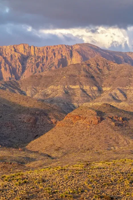 Framed Print : USA, Texas, Big Bend National Park. Chisos Mountains at sunset