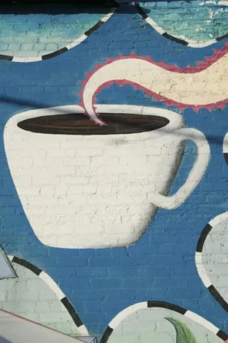 Framed Print : USA, TEXAS, Dallas: Deep Ellum Entertainment District Coffee Cup Mural Framed Print : USA, TEXAS, Dallas: Deep Ellum Entertainment District Coffee Cup Mural