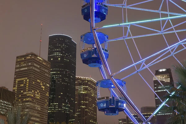 USA-TEXAS-Houston: Downtown  /  Evening with Ferris Wheel