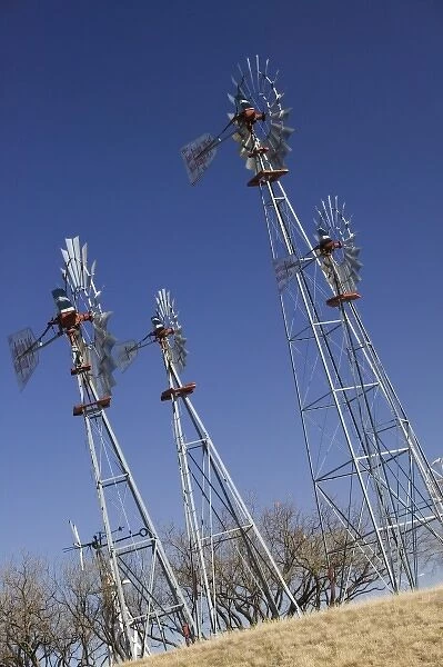 USA, TEXAS, Lubbock: American Wind Power Center Historic Windmills
