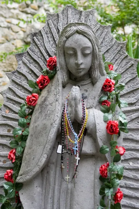 Framed Print : USA, Texas, Statue of the Virgin of Guadalupe at mission San Juan Capistrano founded