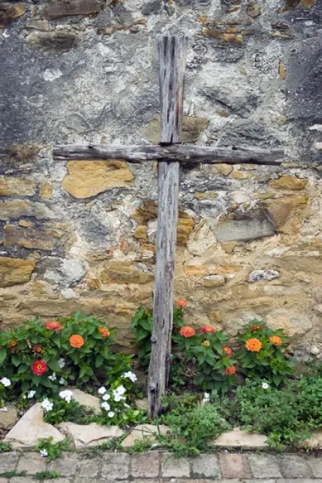 Framed Print : USA, Texas, Wooden cross near the chapel entrance at mission San Francisco de la Framed Print : USA, Texas, Wooden cross near the chapel entrance at mission San Francisco de la
