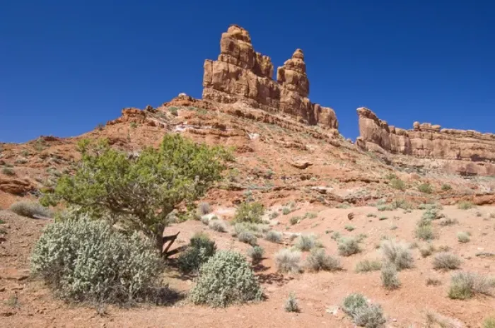 Framed Print : USA, UT, Redrock Formations in Valley of the Gods near Mexican Hat Rock