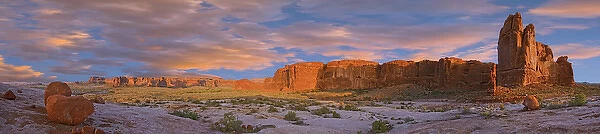 USA, Utah, Arches National Park. Courthouse Wash at sunrise. Credit as Fred J. Lord