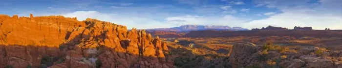 Framed Print : USA, Utah, Arches National Park. Sunset panoramic of Fiery Furnace Overlook with Framed Print : USA, Utah, Arches National Park. Sunset panoramic of Fiery Furnace Overlook with