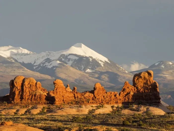 Framed Print : USA, Utah. Arches National Park, Rock Formations and La Sal Mountains Framed Print : USA, Utah. Arches National Park, Rock Formations and La Sal Mountains