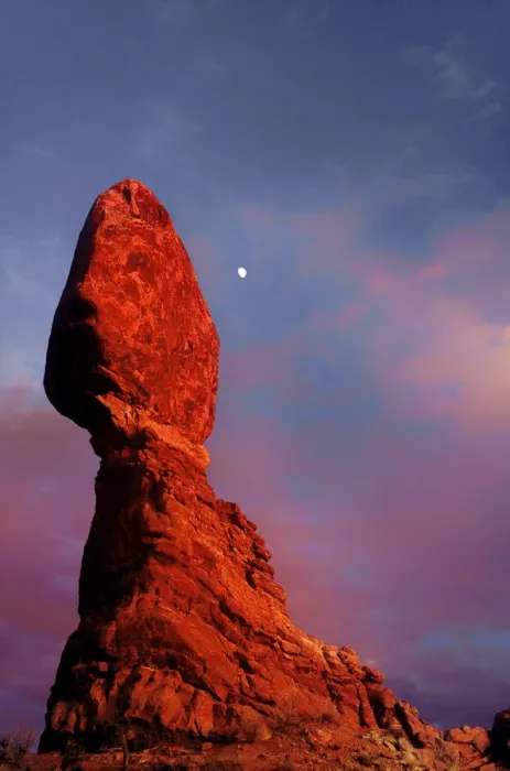 Framed Print : USA, Utah, Arches National Park. Moonrise over Balanced Rock sandstone formation Framed Print : USA, Utah, Arches National Park. Moonrise over Balanced Rock sandstone formation