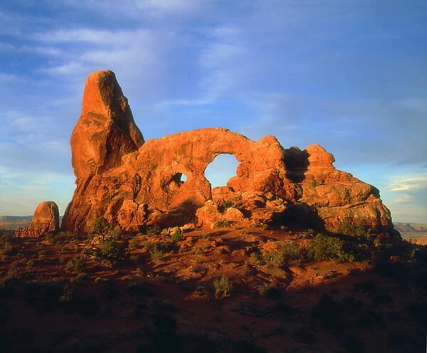 USA; Utah. ; Arches National Park; Arches at sunset; UT