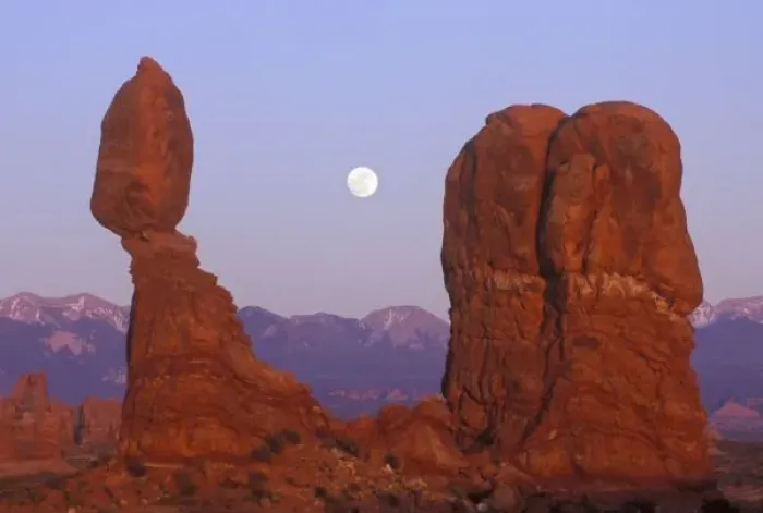 Framed Print : USA, Utah, Arches NP, Full Moon Rising at Balanced Rock Framed Print : USA, Utah, Arches NP, Full Moon Rising at Balanced Rock