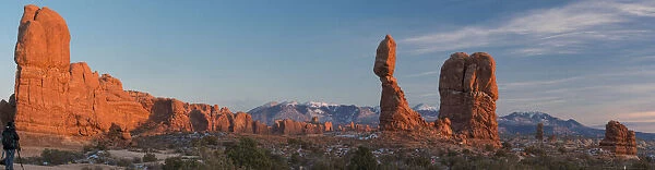 USA, Utah. Balanced rock at sunset, Arches National Park