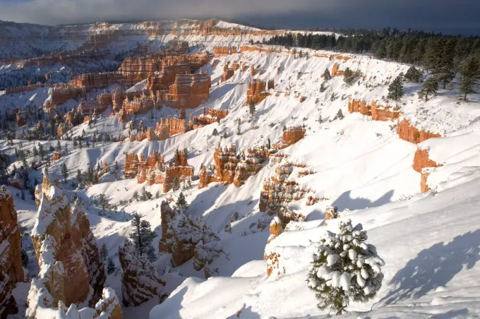 Framed Print : USA, Utah, Bryce Canyon National Park. Winter sunrise on snow-covered landscape Framed Print : USA, Utah, Bryce Canyon National Park. Winter sunrise on snow-covered landscape