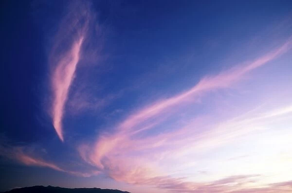 USA, Utah, Cache Valley. Cirrus clouds at sunset