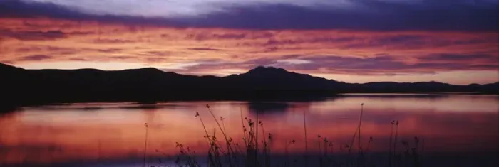 Framed Print : USA, Utah, Cache Valley, Great Basin, Stratus clouds at dusk above Cutler Reservoir