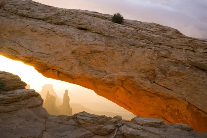 Framed Print : USA; Utah; Canyonlands National Park. Washer Woman through Mesa Arch - Credit as