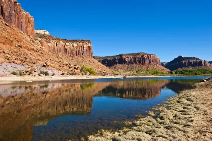 Framed Print : USA, Utah. Canyonlands National Park. Reflection, Dugout Reservoir Needles Area Framed Print : USA, Utah. Canyonlands National Park. Reflection, Dugout Reservoir Needles Area