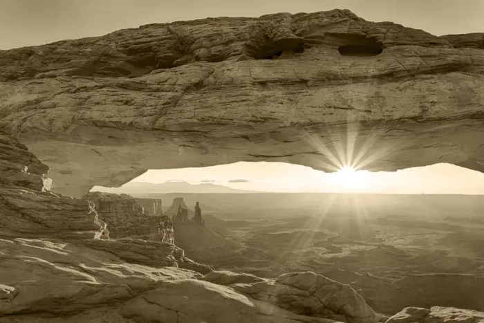 Framed Print : USA, Utah. Canyonlands National Park, Island in the Sky, Mesa Arch, sunrise