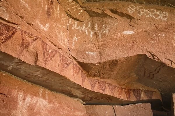 USA, Utah, Canyonlands National Park. Ancient pictographs on sandstone formation