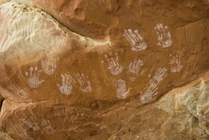 Framed Print : USA, Utah, Canyonlands NP. Ancient pictographs of hands. Needles District Peekaboo Trail Framed Print : USA, Utah, Canyonlands NP. Ancient pictographs of hands. Needles District Peekaboo Trail