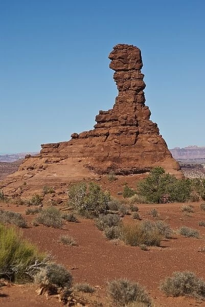 USA, Utah, Canyonlands NP. Chimney Rock in the Maze Districts Land of Standing Rocks