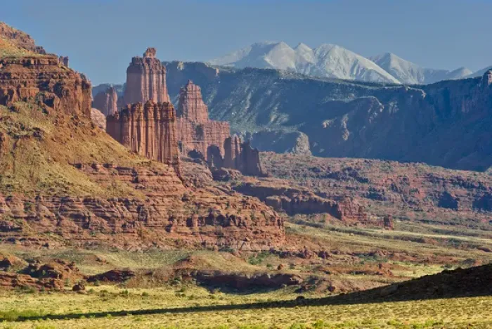 Framed Print : USA, Utah, Colorado River Gorge. Waring Mesa, Fisher Towers, Fisher Mesa