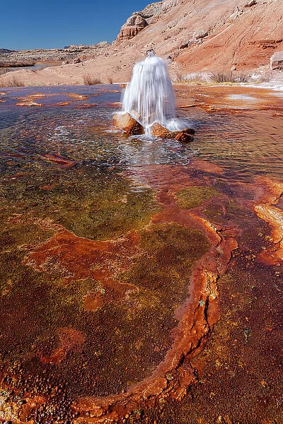USA, Utah. Crystal Geyser, a cold water geyser, travertine geological formation, near Green River