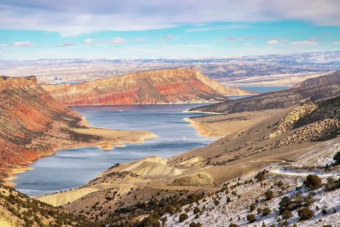 Framed Print : USA, Utah, Flaming Gorge Reservoir. Low water table in the gorge Framed Print : USA, Utah, Flaming Gorge Reservoir. Low water table in the gorge