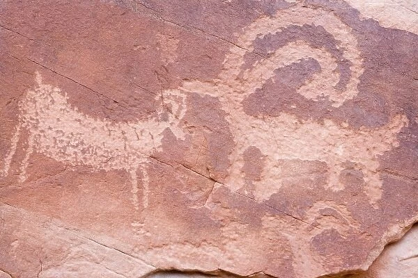USA; Utah; Glen Canyon National Park. Detail of petroglyph near Escalante River