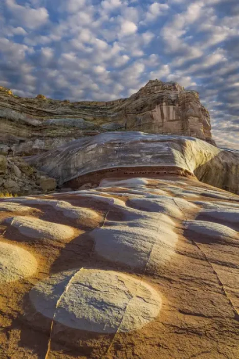 Framed Print : USA, Utah, Glen Canyon National Recreation Area. Bleached patterns in sandstone