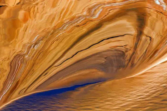 Framed Print : USA, Utah, Glen Canyon National Recreation Area. Abstract of cliff reflection in Lake Powell