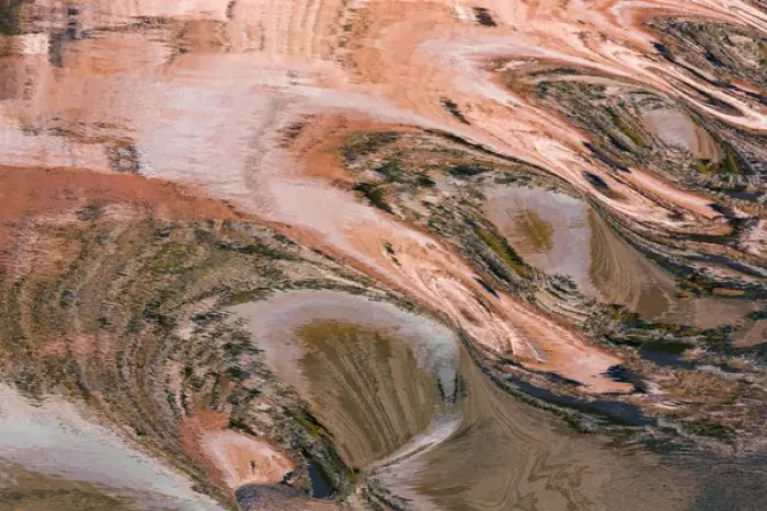 Framed Print : USA, Utah, Glen Canyon National Recreation Area. Abstract of cliff reflection in Lake Powell