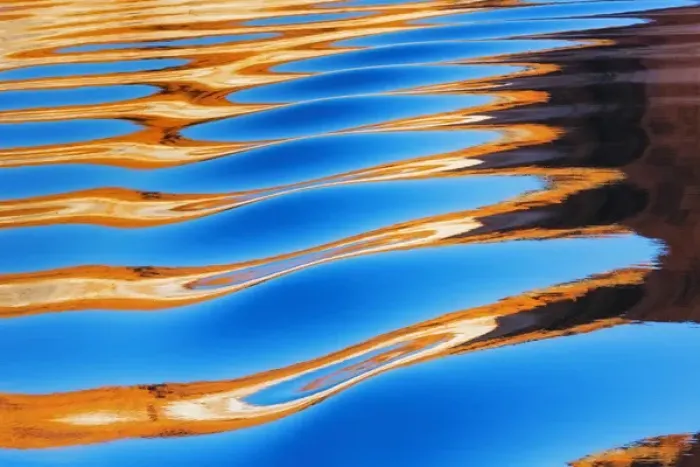 Framed Print : USA, Utah, Glen Canyon National Recreation Area. Abstract of cliff reflection in Lake Powell