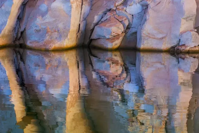 Framed Print : USA, Utah, Glen Canyon National Recreation Area. Abstract reflection of stained sandstone wall Framed Print : USA, Utah, Glen Canyon National Recreation Area. Abstract reflection of stained sandstone wall