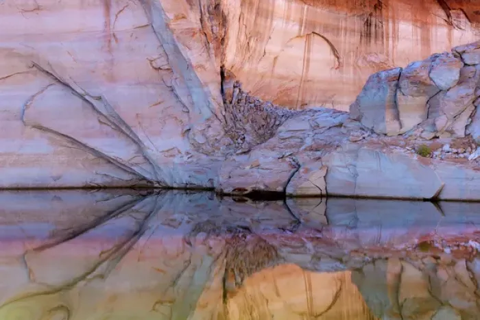 Framed Print : USA, Utah, Glen Canyon National Recreation Area. Abstract reflection of stained sandstone wall Framed Print : USA, Utah, Glen Canyon National Recreation Area. Abstract reflection of stained sandstone wall