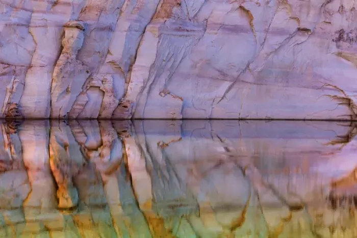Framed Print : USA, Utah, Glen Canyon National Recreation Area. Abstract reflection of stained sandstone wall Framed Print : USA, Utah, Glen Canyon National Recreation Area. Abstract reflection of stained sandstone wall