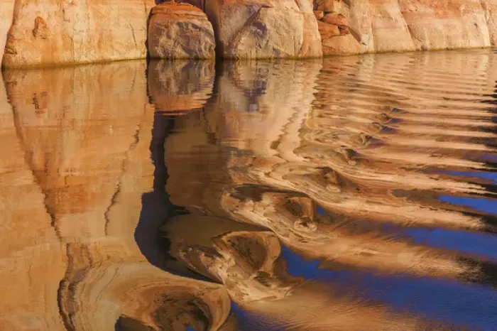 Framed Print : USA, Utah, Glen Canyon National Recreation Area. Boat wake reflects sandstone cliff Framed Print : USA, Utah, Glen Canyon National Recreation Area. Boat wake reflects sandstone cliff