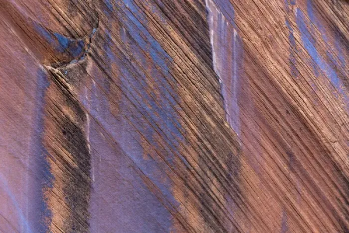 Framed Print : USA, Utah, Glen Canyon National Recreation Area. Stained patterns on rock wall. Credit as